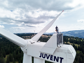 Windturbine auf dem Mont-Soleil