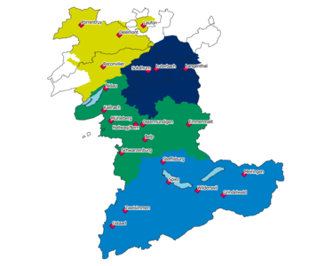 Une carte qui présente la zone de desserte de BKW