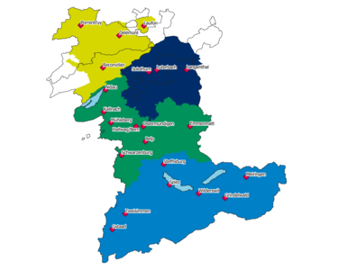 Une carte qui présente la zone de desserte de BKW