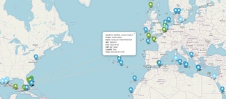 Eine interaktive Karte visualisiert die aktuellen Positionen der LNG-Schiffe, die nach Europa unterwegs sind.