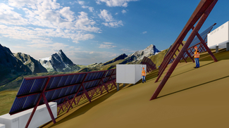 Visualisierung des alpinen Solarprojekts Schattenhalb Tschingel West