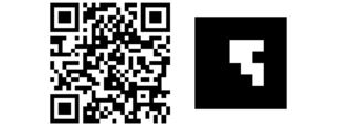 QR-Code zum Scannen (links) und Marker (rechts)