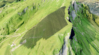 Visualisierung des alpinen Solarprojekts Schattenhalb Tschingel Ost