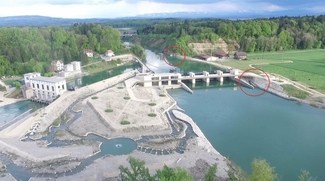 Auf diesem Bild ist ersichtlich, wo der Bootstransport beim Wasserkraftwerk Hagneck erfolgt.