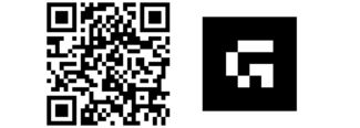 QR-Code (links) und Marker für Kamera (rechts)