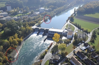 Auf diesem Bild ist ersichtlich, wo der Bootstransport beim Wasserkraftwerk Aarberg stattfindet.