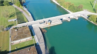 Sur cette photo, on peut voir où se déroule le transport des bateaux à la centrale hydroélectrique de Bannwil.