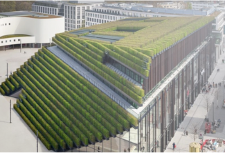 La plus longue façade végétalisée d’Allemagne, une réponse au changement climatique.  La plus longue façade végétalisée d’Allemagne mesure 1,5 m de haut et 60 cm de profondeur, et est composée de 30’000 plantes. 